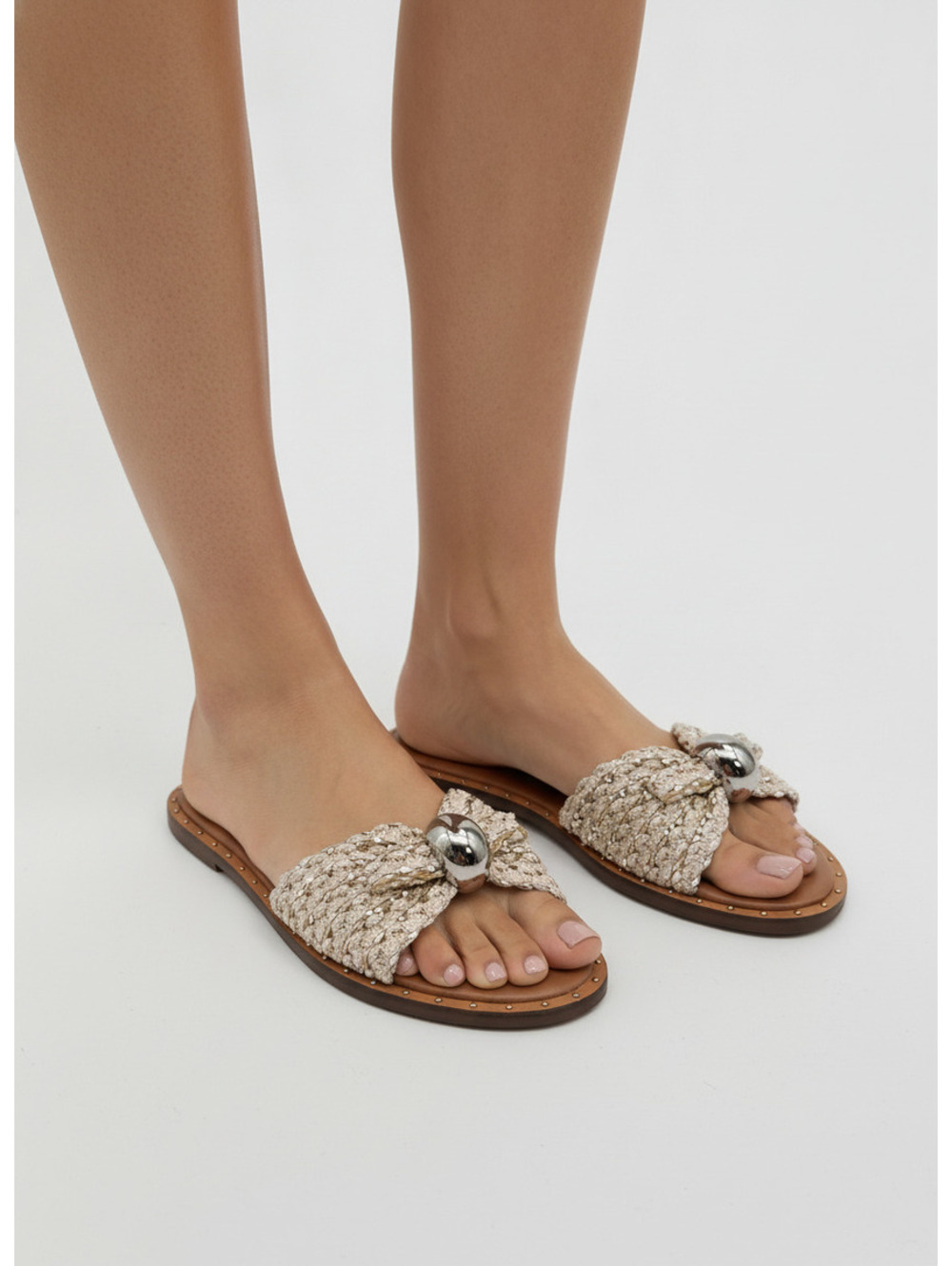 Steve Madden Woven Bow Slide Sandals